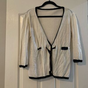 White House Black Market | Lace Trim Cardigan